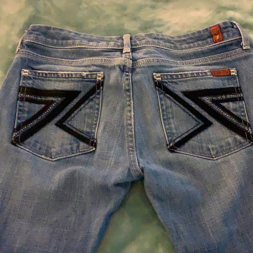 7 Medium Denim Jeans- with 7 embroidered in diamonds